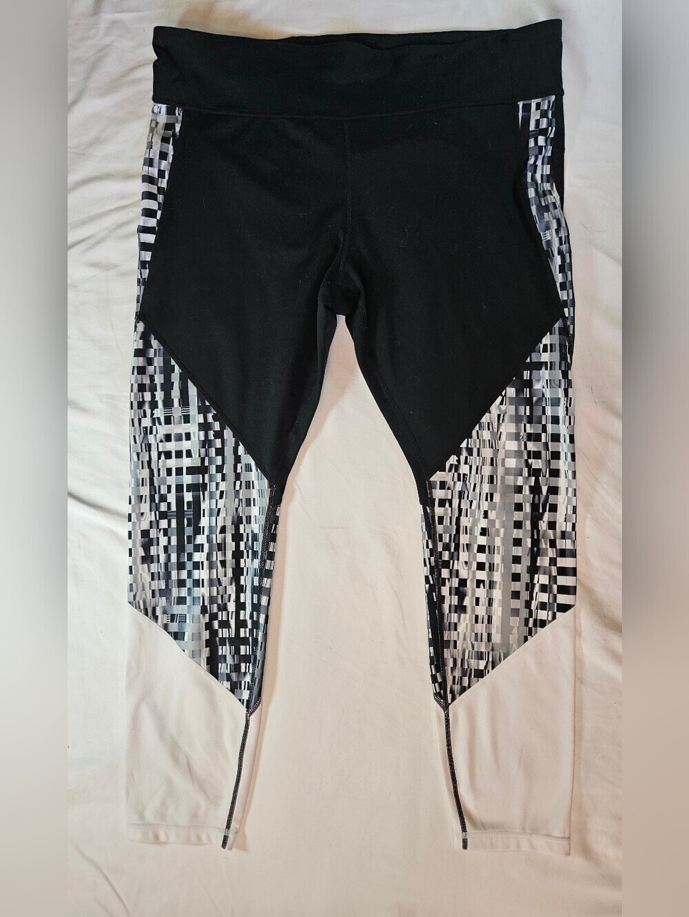 Gap Fit Womens Black And White Athletic Elastic Waist Pull On Leggings Size XL